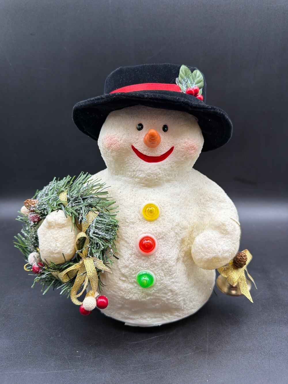 Vintage Kurt Adler Frosty Snowman Singing Dancing Light Up Buttons Christmas